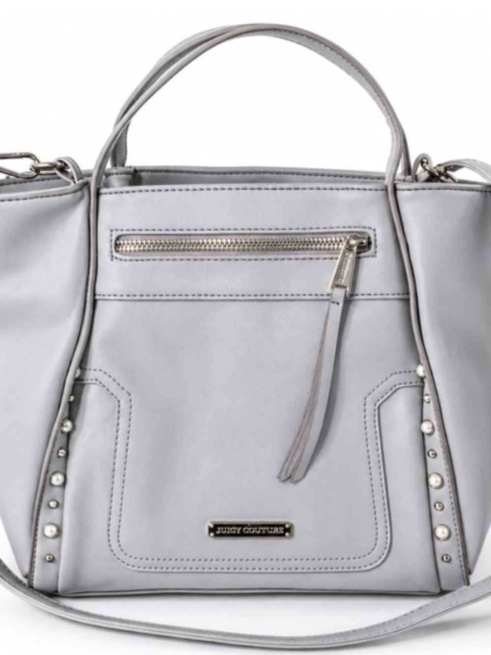 Juicy Couture Gray Faux Leather Handbag with Stud Accents